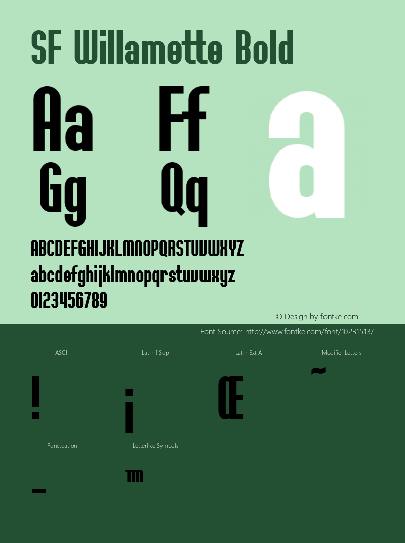 SF Willamette Bold v1.0 - Freeware Font Sample