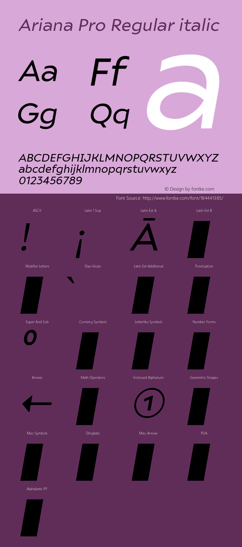 ArianaPro-Regularitalic Version 1.000;PS 001.000;hotconv 1.0.88;makeotf.lib2.5.64775图片样张