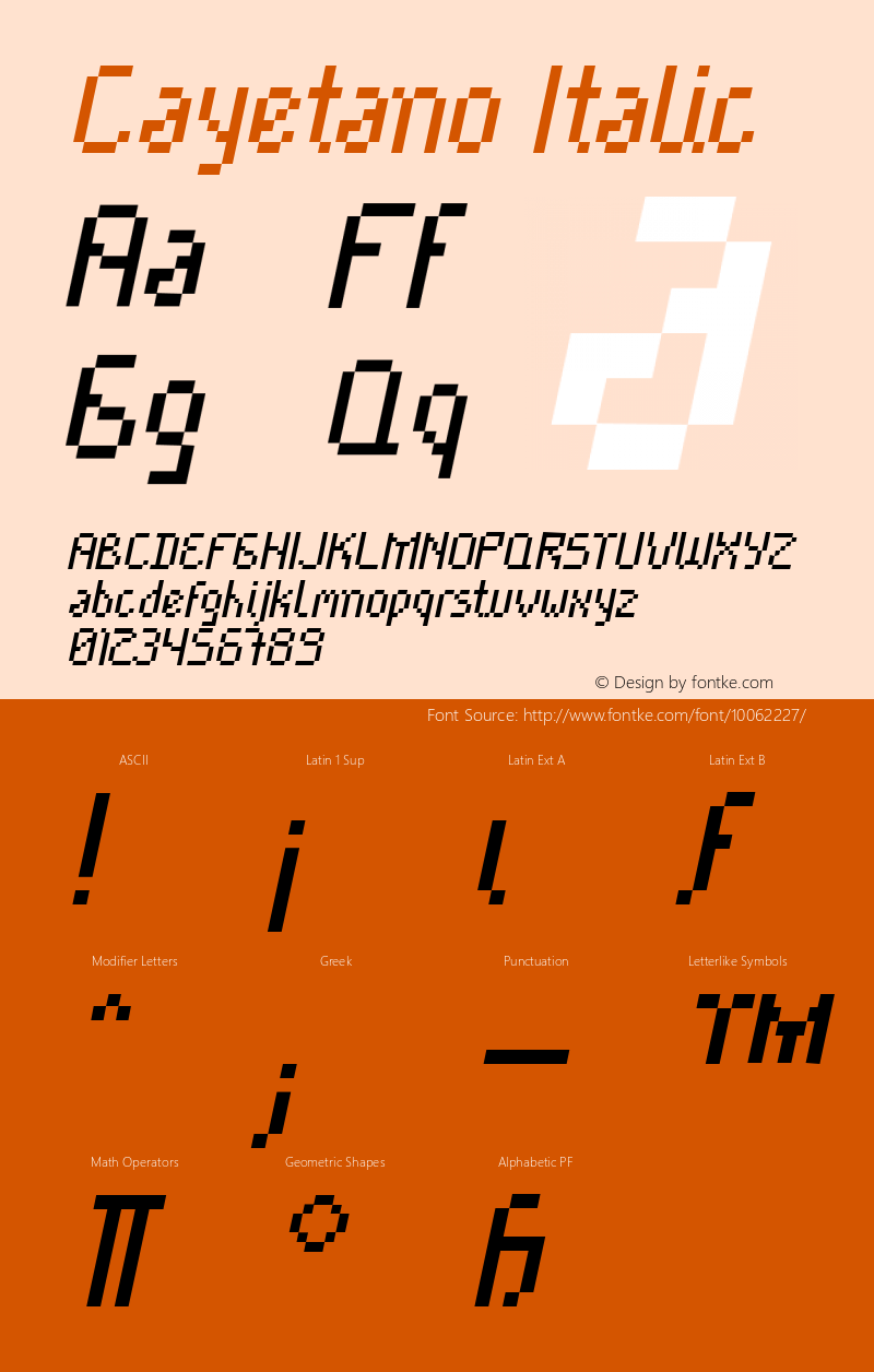 Cayetano Italic 1.0; Font Sample