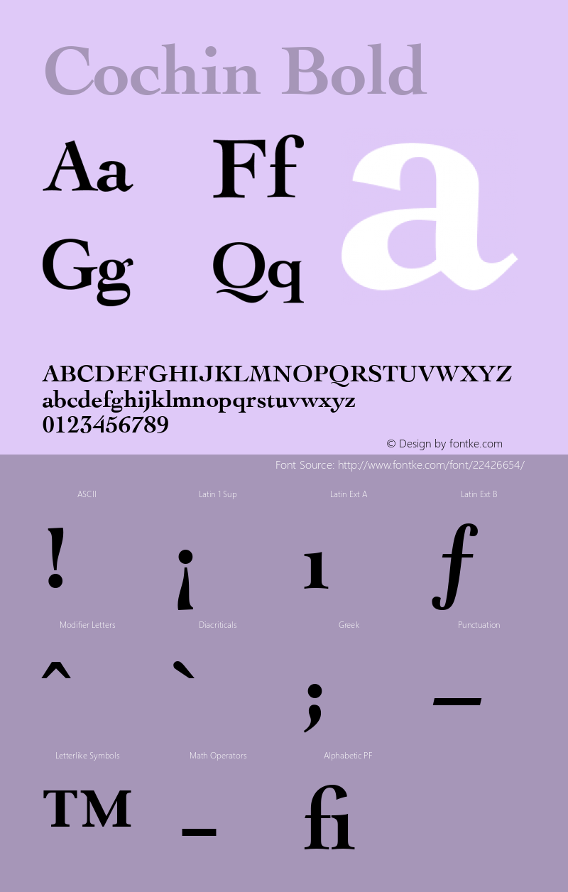 Cochin Bold 5.0d1 Font Sample