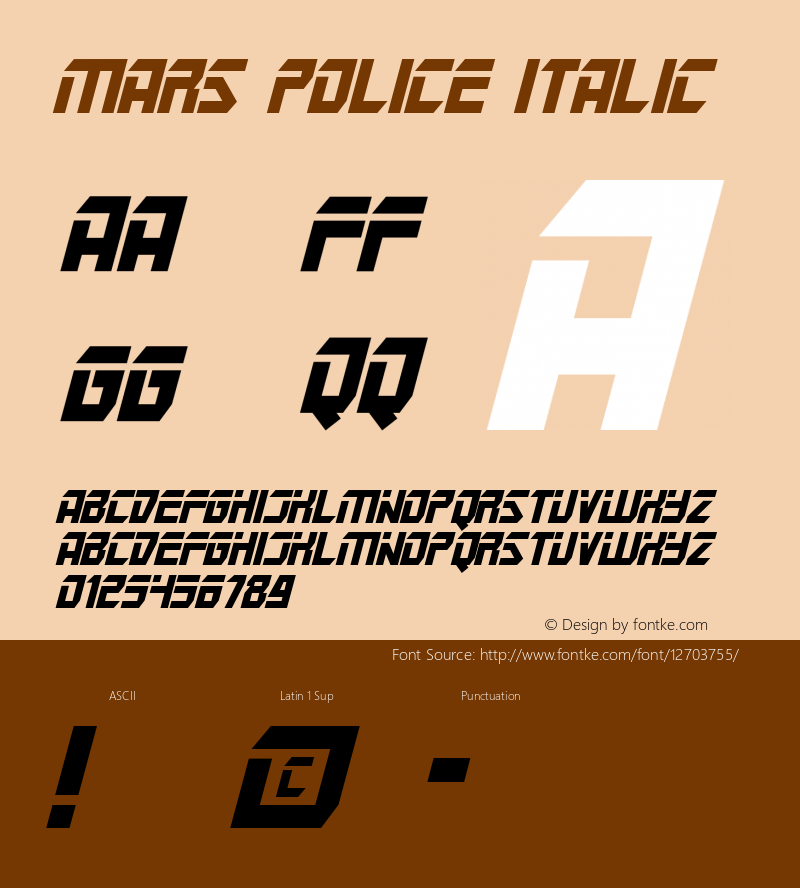 Mars Police Italic Macromedia Fontographer 4.1 11/18/01 Font Sample