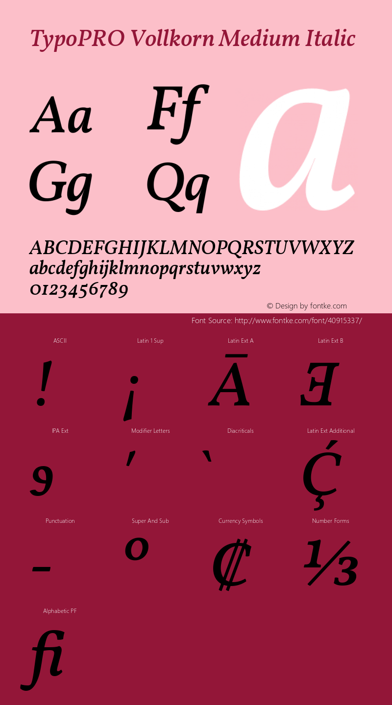 TypoPRO Vollkorn Medium Italic Version 4.105 Font Sample