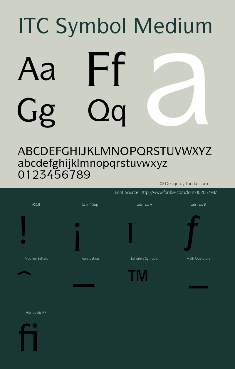 ITC Symbol Medium 001.000 Font Sample