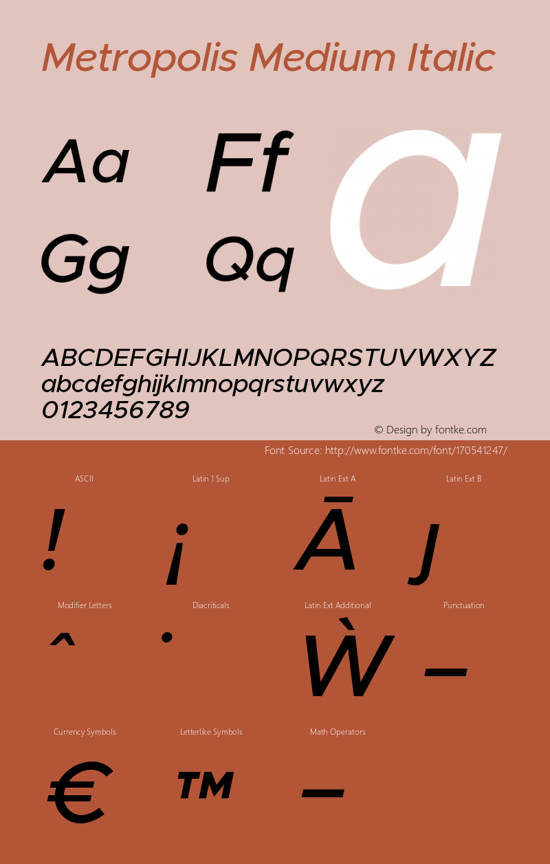 Metropolis Medium Italic Version 11.000图片样张