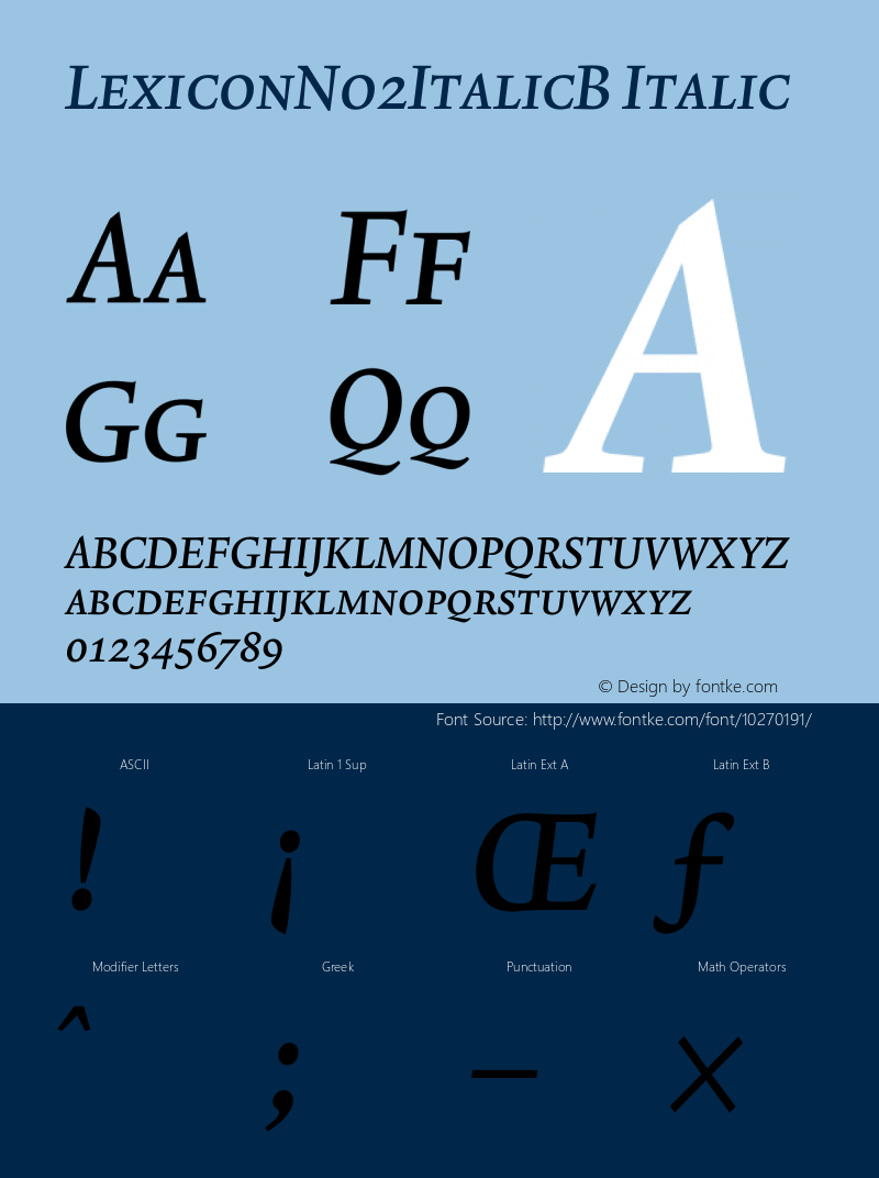 LexiconNo2ItalicB Italic 001.000 Font Sample