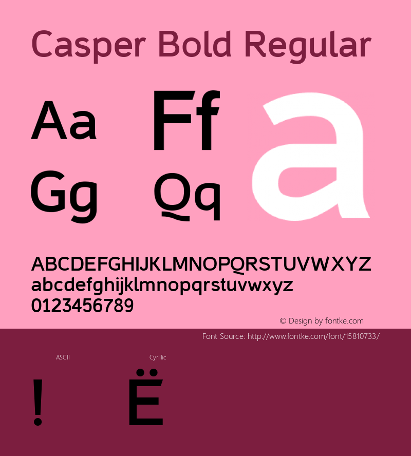 Casper Bold Regular Version 1.000 2011 initial release; ttfautohint (v1.4.1) Font Sample