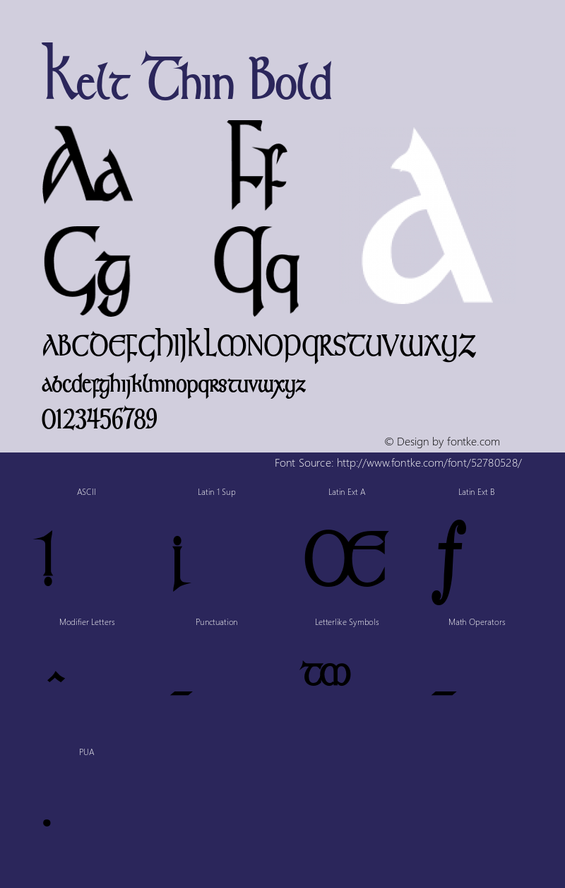 KeltThinBold Altsys Fontographer 4.1 1/7/95 {DfLp-URBC-66E7-7FBL-FXFA} Font Sample