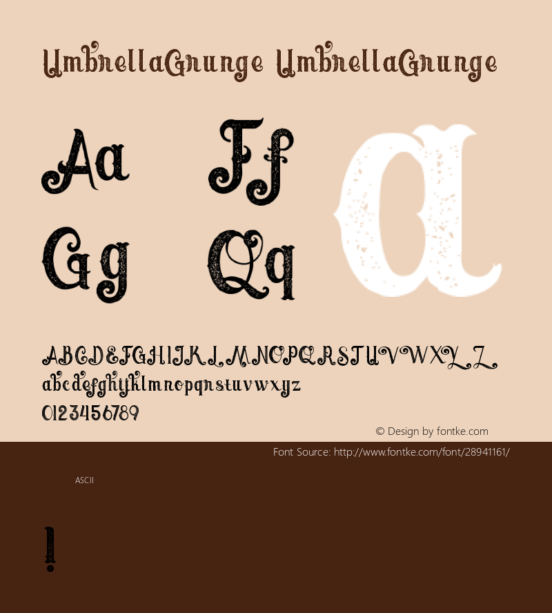 UmbrellaGrunge Version 1.000 Font Sample