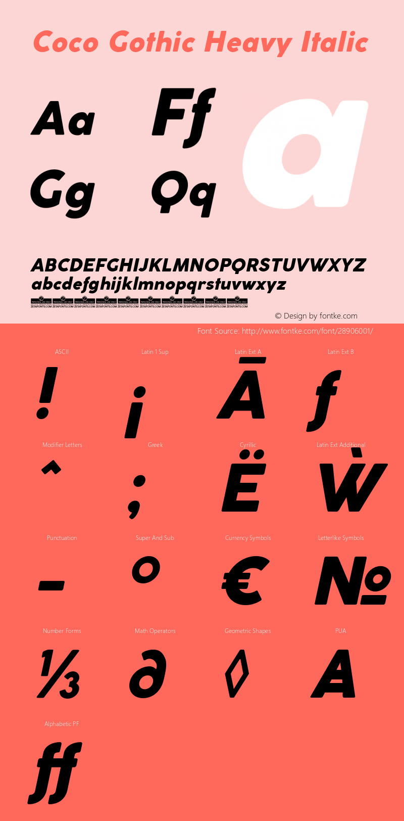 CocoGothic-HeavyItalic Version 2.001 Font Sample