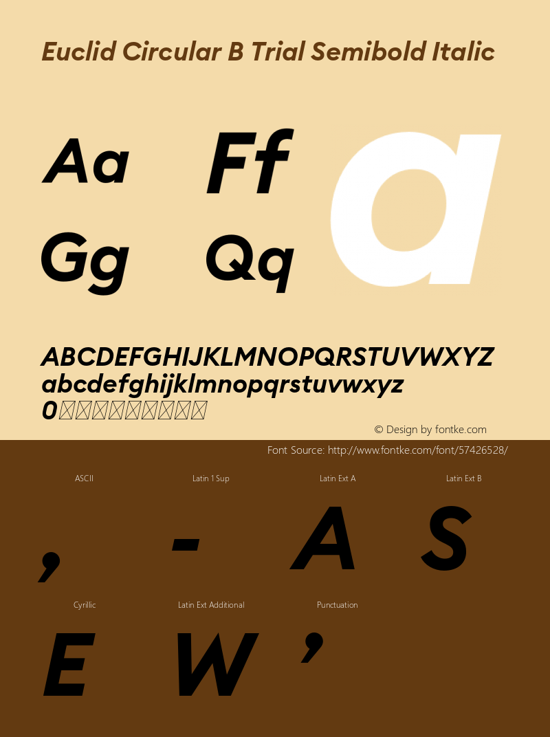 Euclid Circular B Trial Semibold Italic Version 3.001 Font Sample