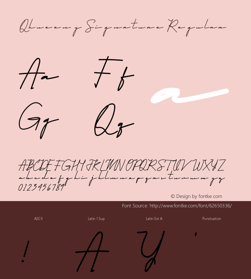 Qhueeny Signature Version 1.020;Fontself Maker 3.5.1 Font Sample