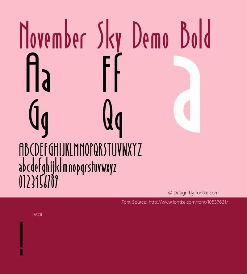 November Sky Demo Bold Version 1.001 Font Sample
