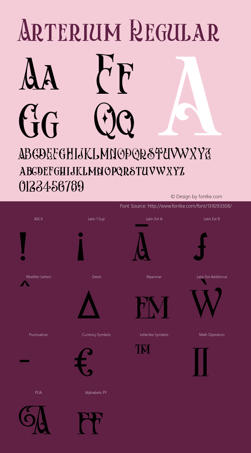 Arterium Regular Version 1.000 Font Sample