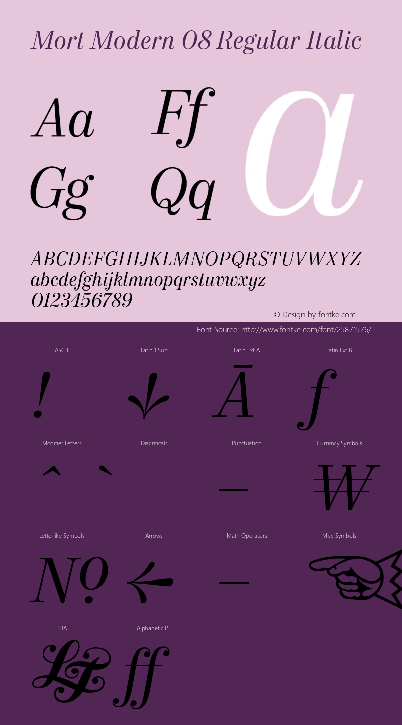 Mort Modern 08 Regular Italic Version 1.002;MortModern Font Sample