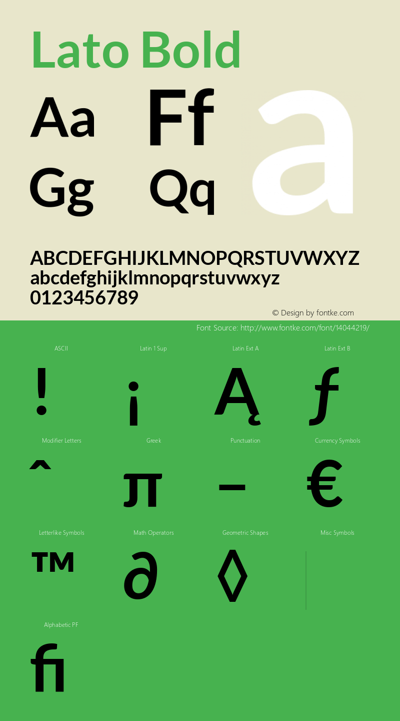 Lato Bold Version 1.104; Western+Polish opensource Font Sample