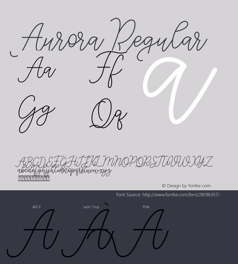 Aurora Version 1.00;December 26, 2018;FontCreator 11.5.0.2430 64-bit Font Sample