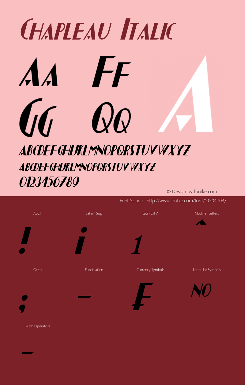 Chapleau Italic Version 1.10 August 13, 2013 Font Sample