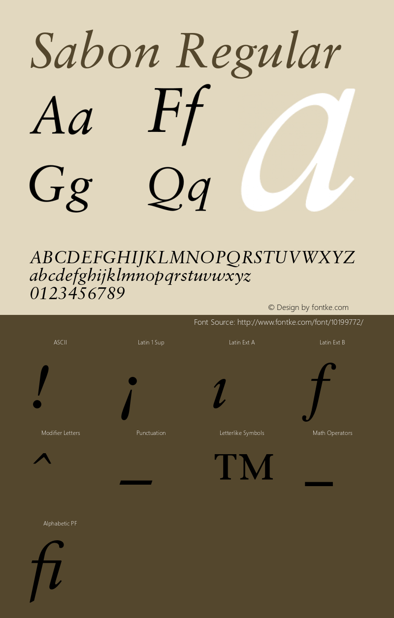 Sabon Regular 001.000 Font Sample