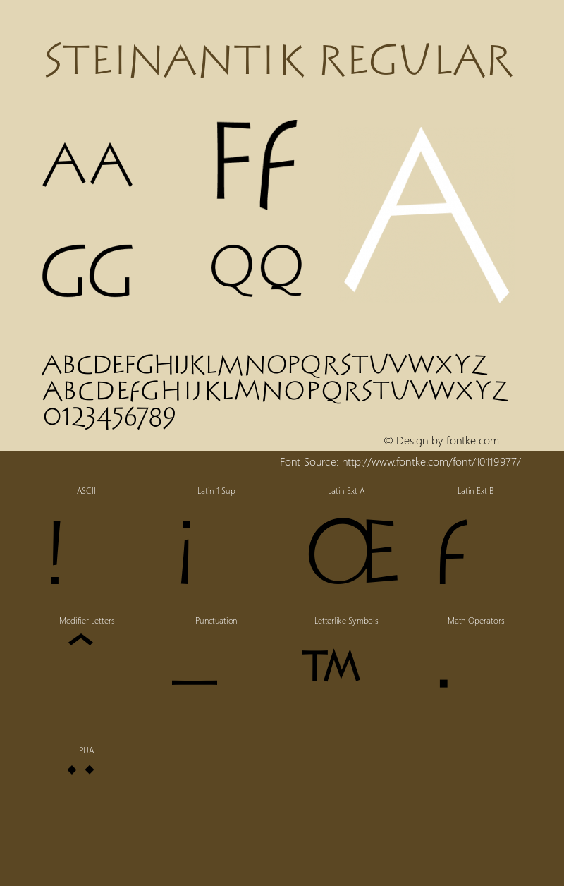 SteinAntik Regular 1.0 2003-10-08 Font Sample