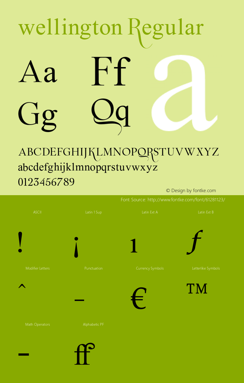 wellington-Regular Version 1.000 Font Sample