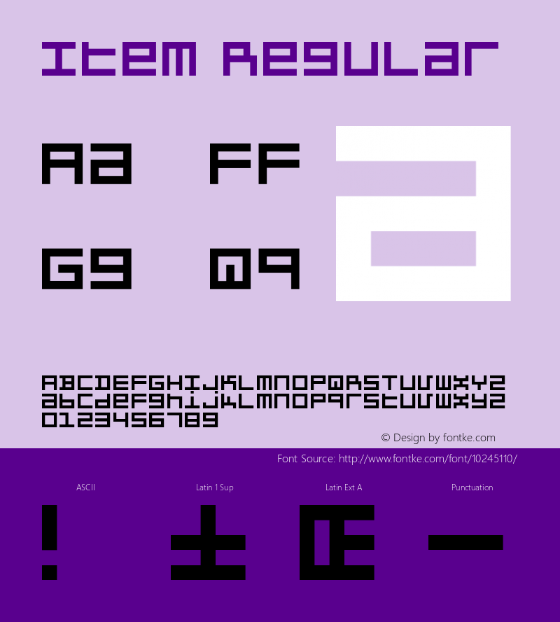 Item Regular Macromedia Fontographer 4.1 7/20/99 Font Sample