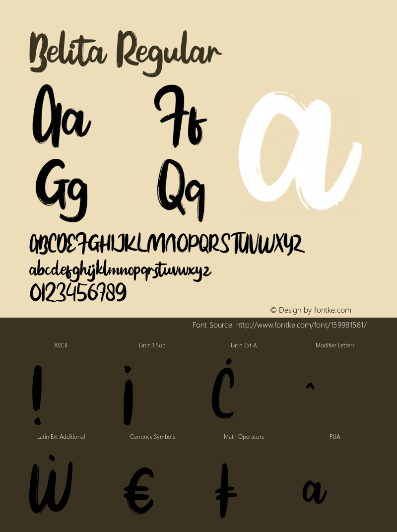 Belita Version 1.000 Font Sample