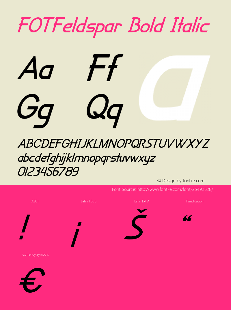 FOTFeldspar-BoldItalic Version 1.000 Font Sample