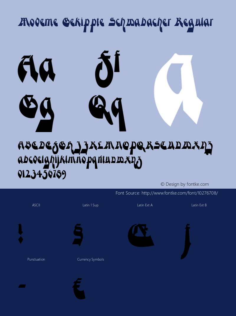 Moderne Gekippte Schwabacher Regular Version 1.000 2010 initial release Font Sample