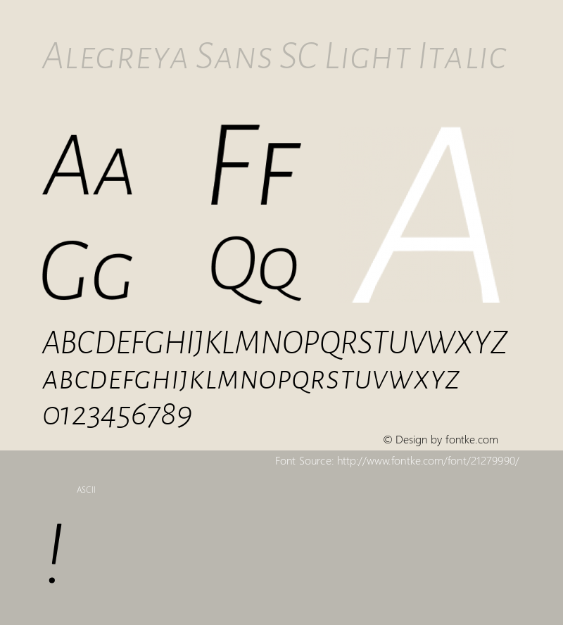 Alegreya Sans SC Light Italic  Font Sample