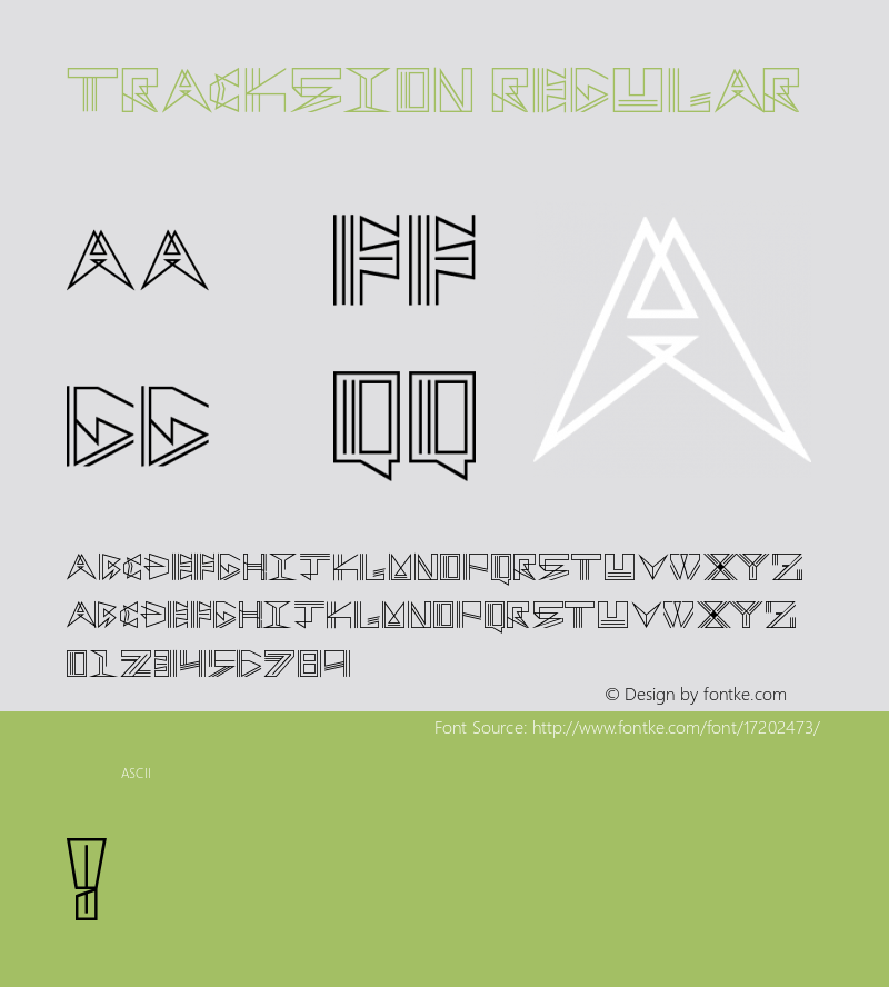 Tracksion Regular Version 1.00 May 25, 2016, initial release Font Sample