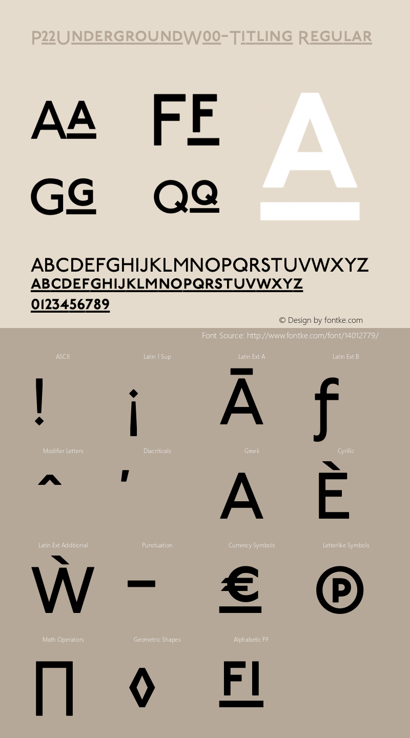 P22UndergroundW00-Titling Regular Version 1.00 Font Sample