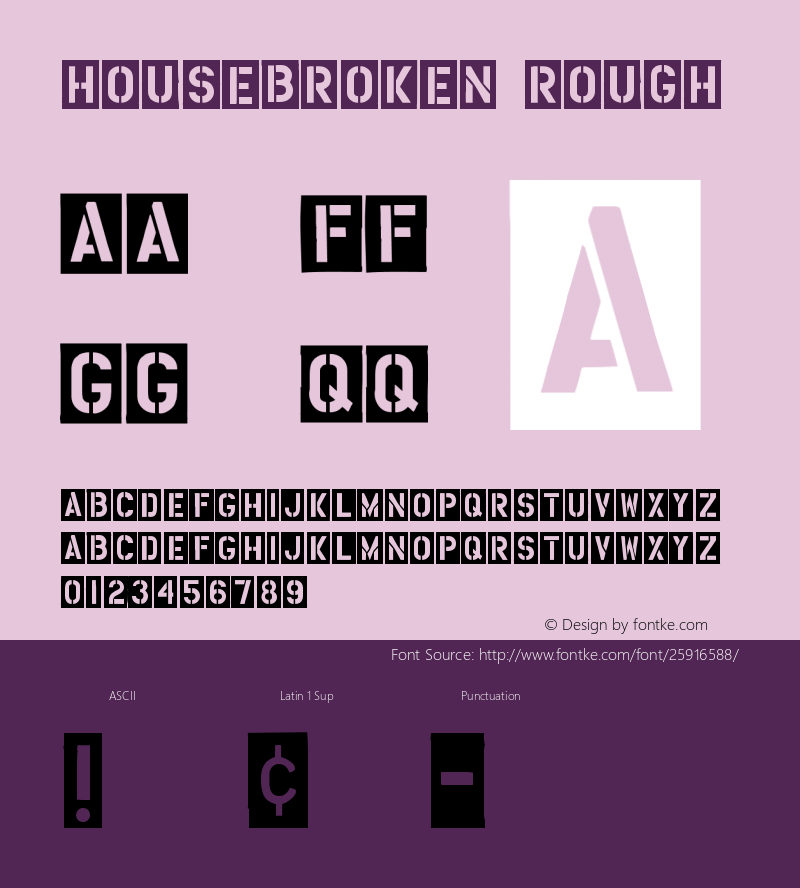 HousebrokenRough Version 001.000 Font Sample