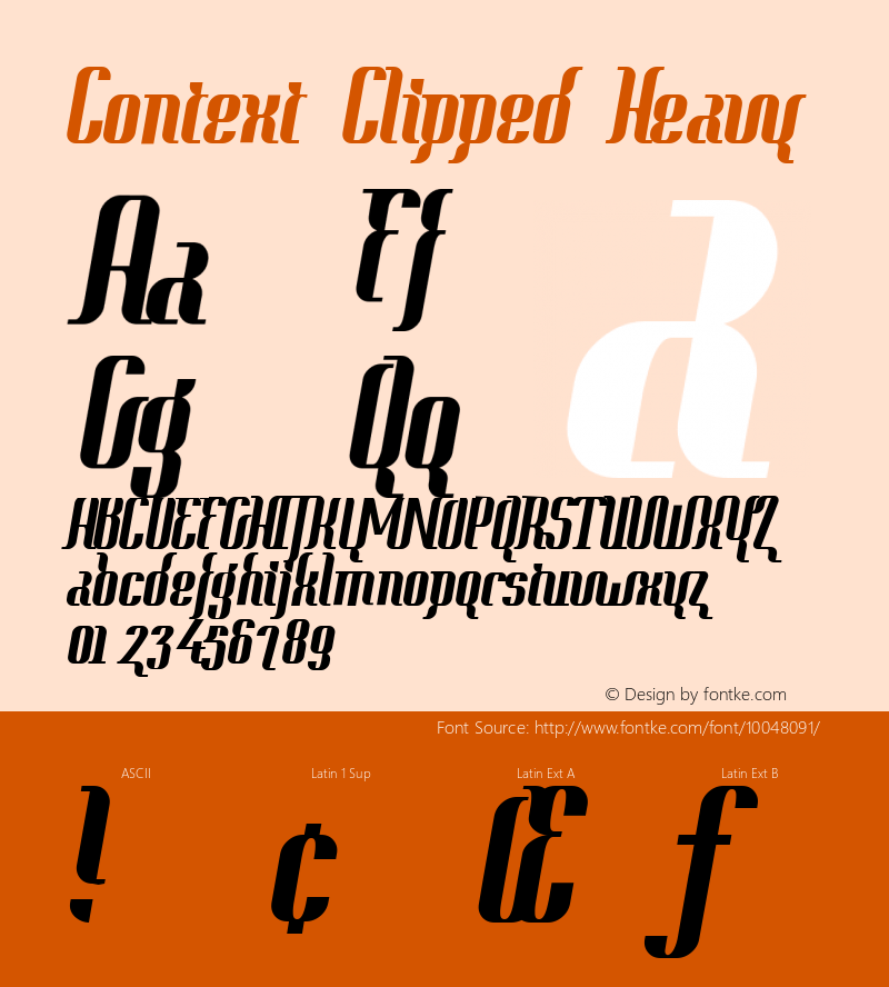 Context Clipped Heavy Version 0.0; 1999; initial release Font Sample