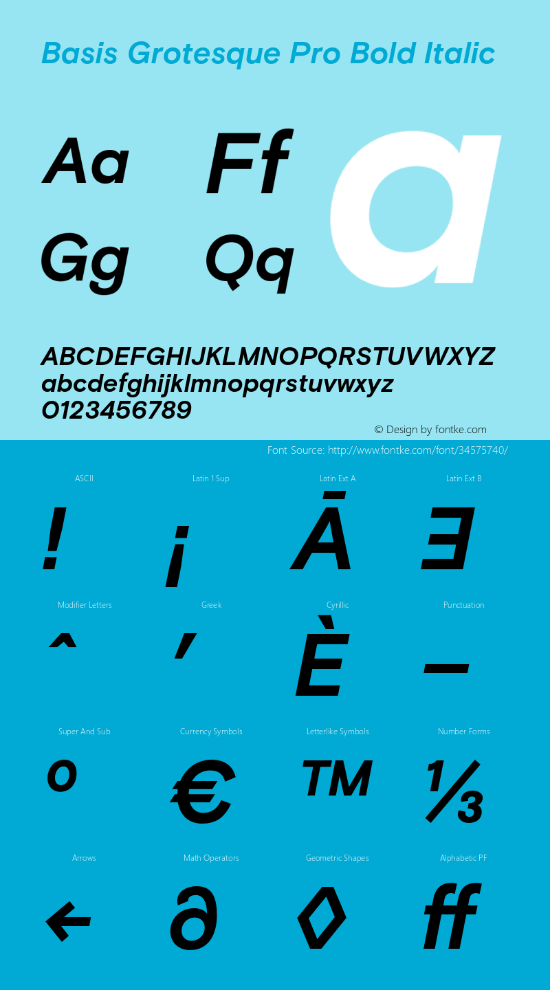 BasisGrotesquePro-BoldItalic Version 1.1 | wf-rip DC20150410 Font Sample