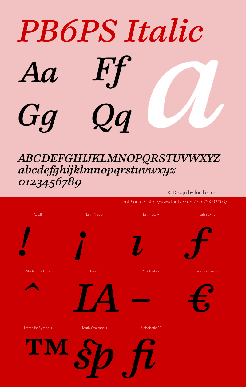 PB6PS Italic 001.001 Font Sample