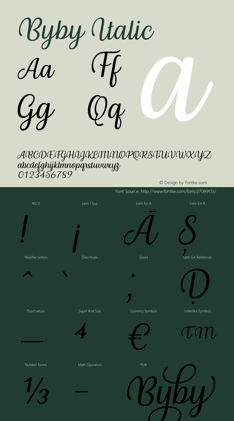 Byby Italic Version 1.00;August 15, 2018 Font Sample