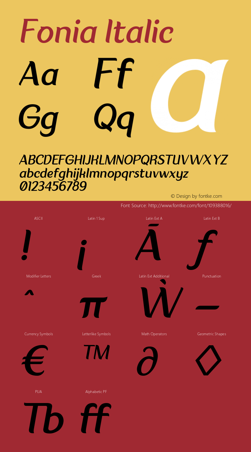 Fonia Italic 2.000 Font Sample