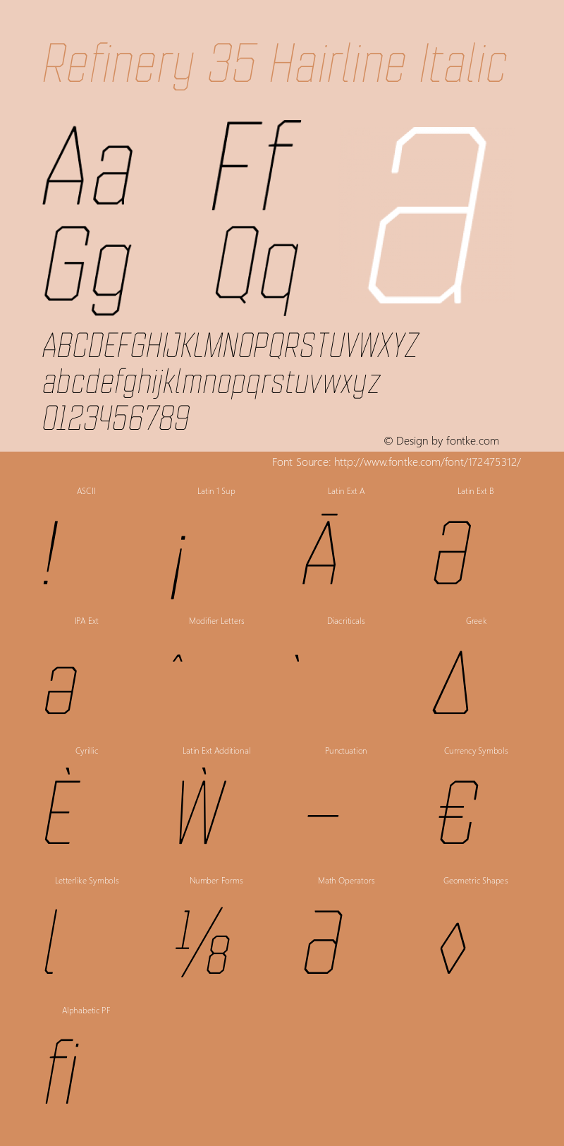 Refinery 35 Hairline Italic Version 1.000;hotconv 1.0.109;makeotfexe 2.5.65596图片样张