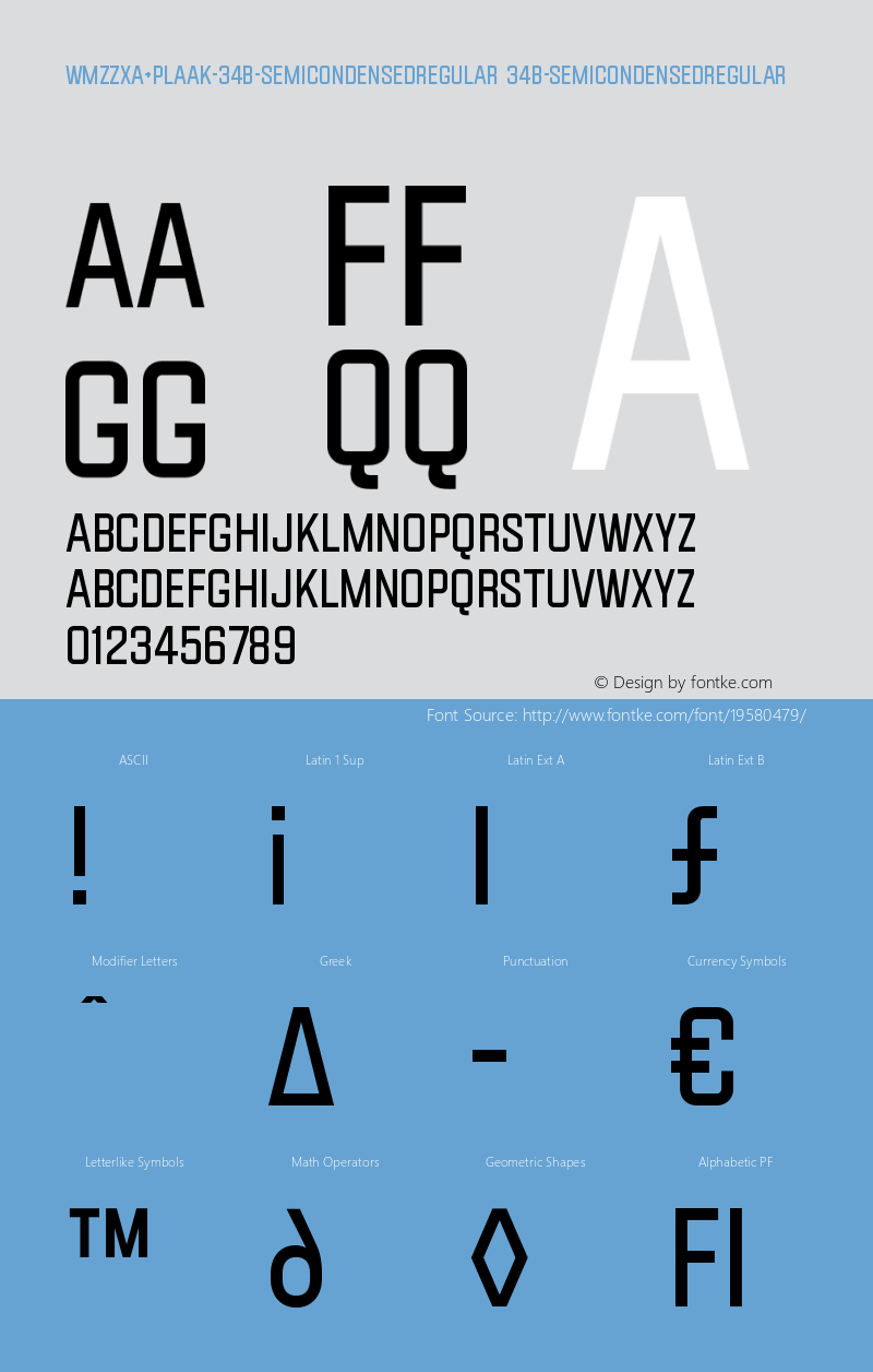 WMZZXA+Plaak-34B-SemicondensedRegular Version 1.0 Font Sample