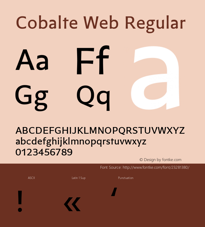 Cobalte Web Regular Version 1.001;PS 1.1;hotconv 1.0.72;makeotf.lib2.5.5900; ttfautohint (v1.3.34-f4db) Font Sample