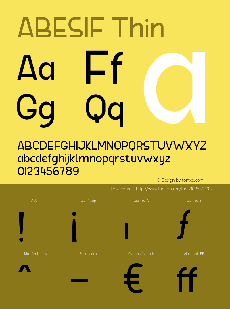 ABESIF Thin Version 1.002;Fontself Maker 3.5.4 Font Sample