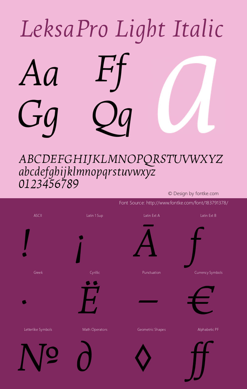 LeksaPro Light Italic Version 001.000图片样张