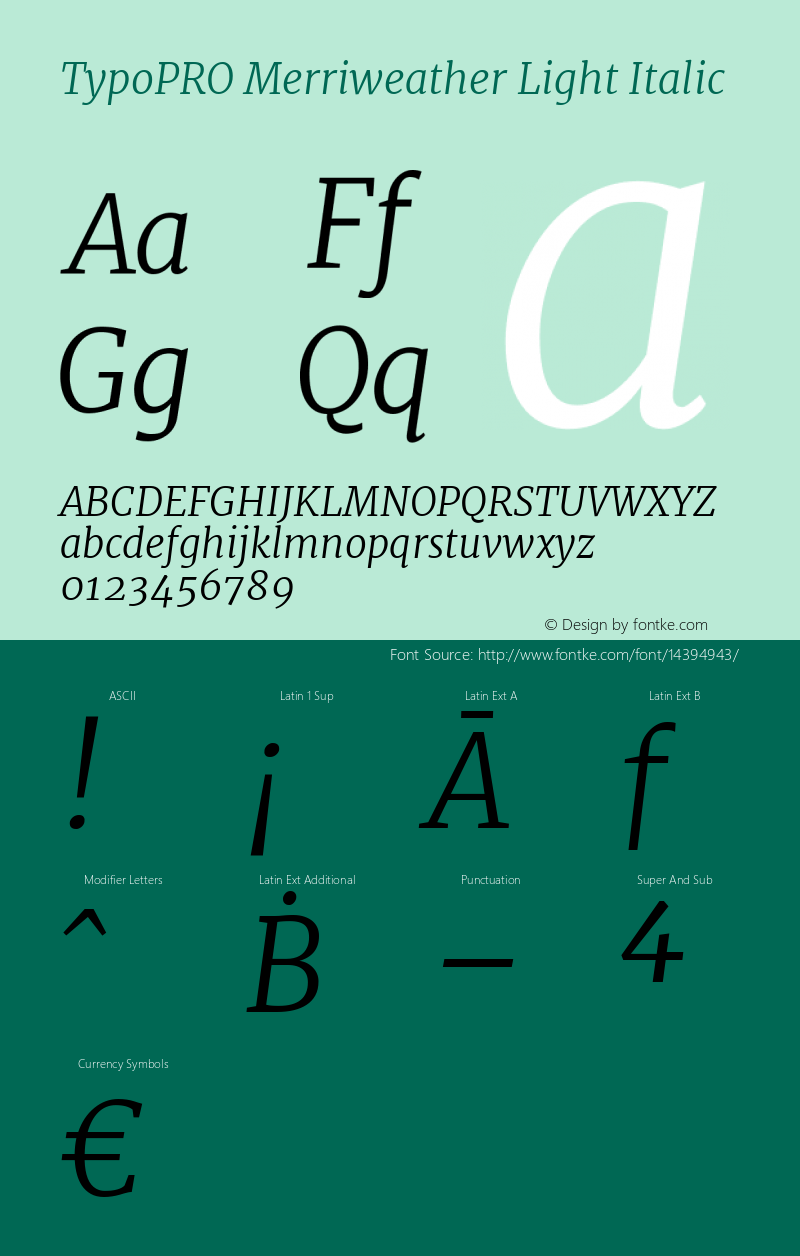 TypoPRO Merriweather Light Italic Version 1.001 Font Sample