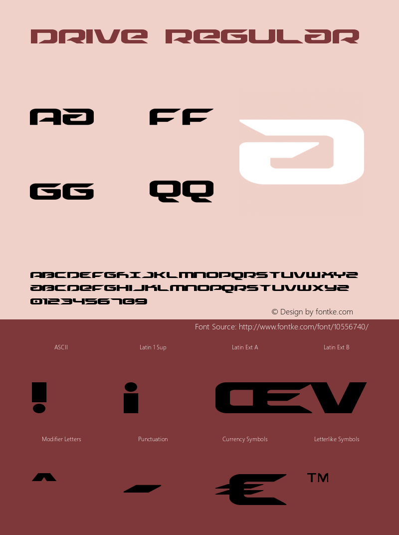 Drive Regular Version 1.0; 2014 Font Sample