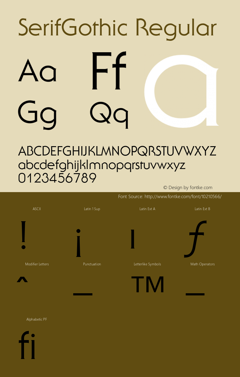 SerifGothic Regular 001.000 Font Sample