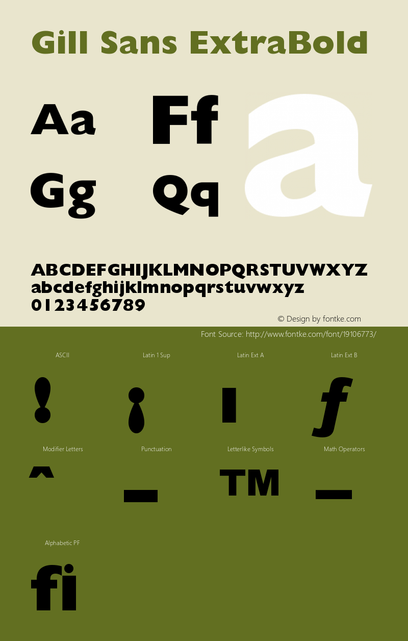 Gill Sans Extra Bold Version 001.001 Font Sample