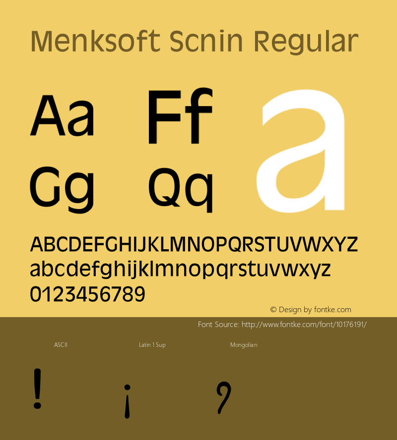 Menksoft Scnin Regular Version 1.1 Font Sample