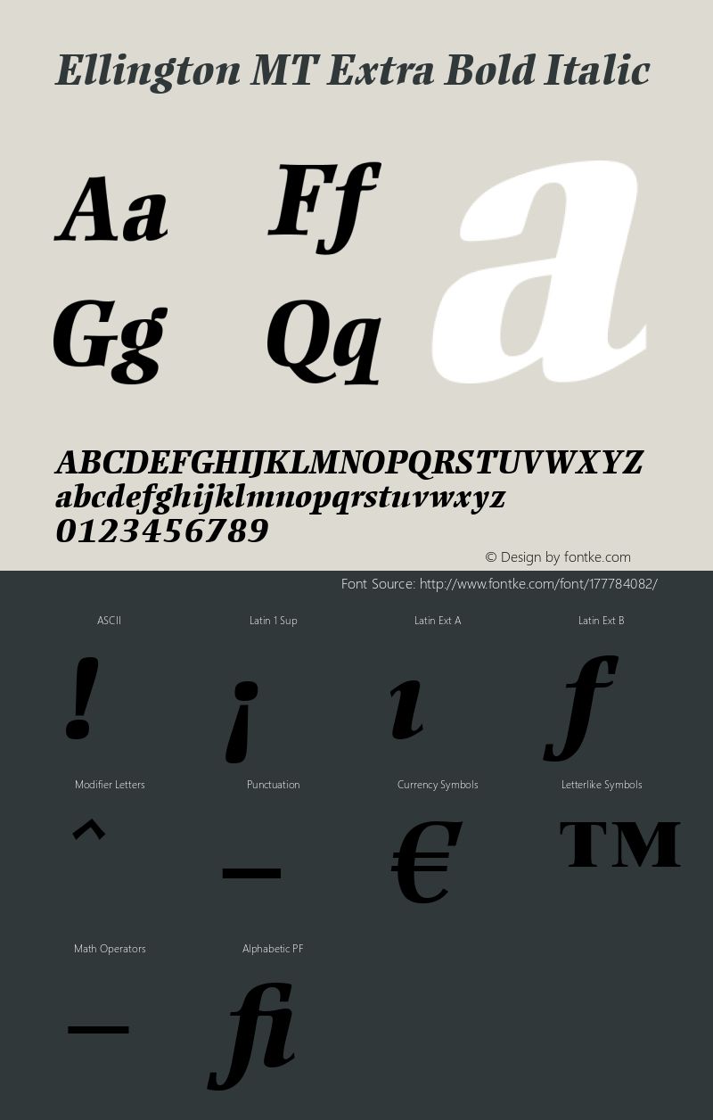 Ellington MT Extra Bold Italic 001.000图片样张