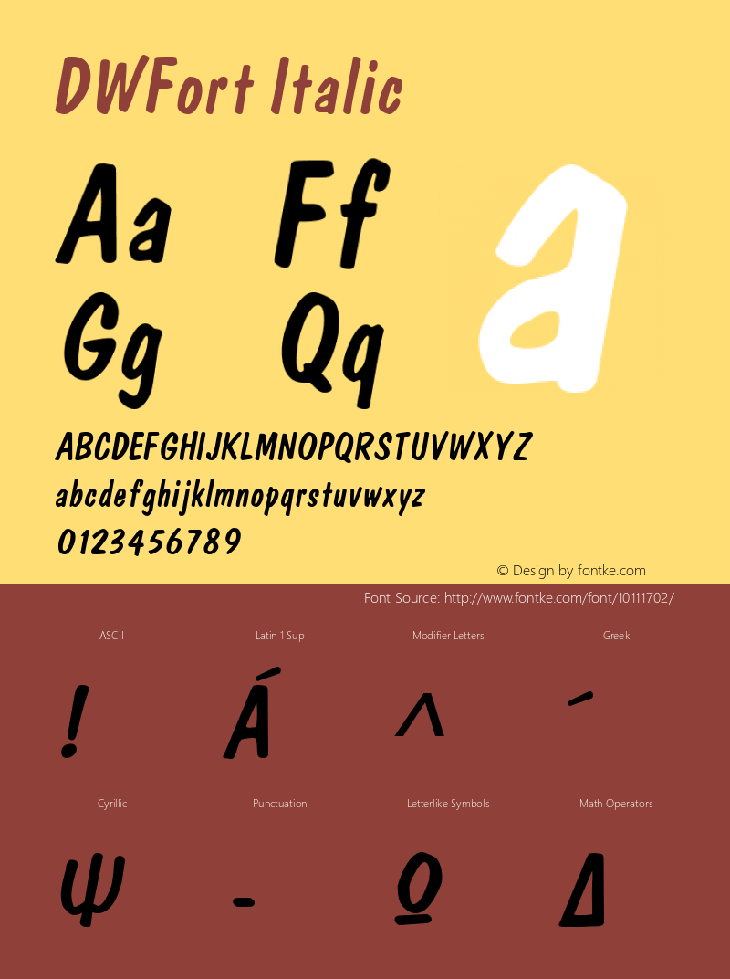 DWFort Italic 10/24/2002 Font Sample