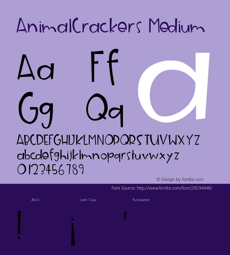 AnimalCrackers Version 1.000 Font Sample